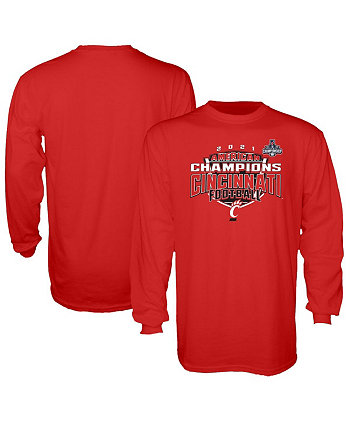Мужская красная футболка с длинным рукавом Cincinnati Bearcats 2021 AAC Football Conference Champions Locker Room Blue 84