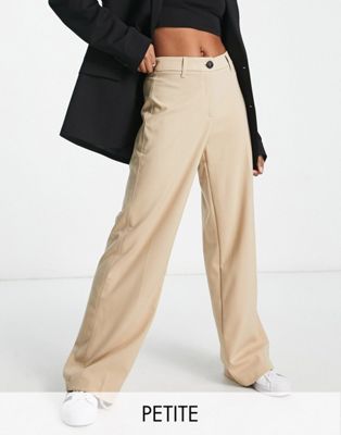 Светло-коричневые брюки с широкими штанинами и широкими штанинами Bershka Petite Bershka