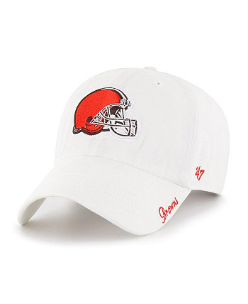 Женская белая регулируемая кепка Cleveland Browns Miata Logo Clean Up '47 Brand