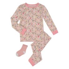 Пижамный комплект для сна со сказочными единорогами для маленьких девочек и маленьких девочек, плотно прилегающий комплект для сна из двух предметов с подходящими носками Sleep On It