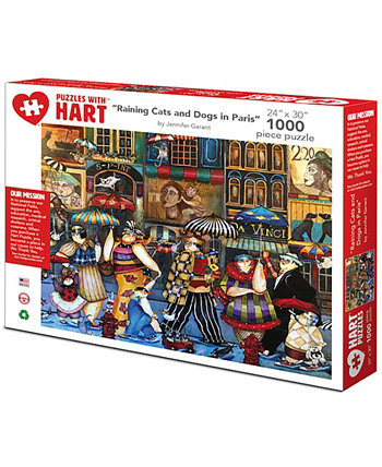 Raining Cats and Dogs In Paris 24" x 30" By Jennifer Garant Set, 1000 Pieces Hart Puzzles
