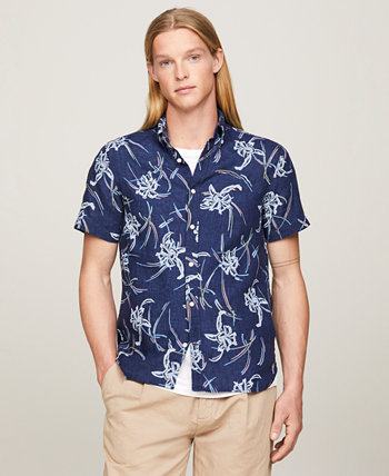 Men's Short Sleeve Tropical Print Button-Down Shirt Tommy Hilfiger