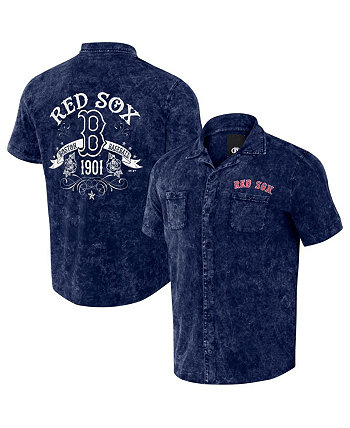 Мужская рубашка на пуговицах Darius Rucker Collection by Navy Distressed Boston Red Sox Denim Team Color Fanatics