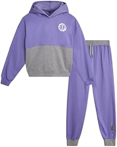 DKNY Girls Fleece Set - 2 Piece Girls Fleece Matching Set Sweatshirts and Sweatpants - Girls' fashion Fleece Outfit (4-16) DKNY