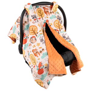 Top Tots Deluxe Minky Car Seat Canopy for Infant, Woodland Critters, Unisex Top Tots