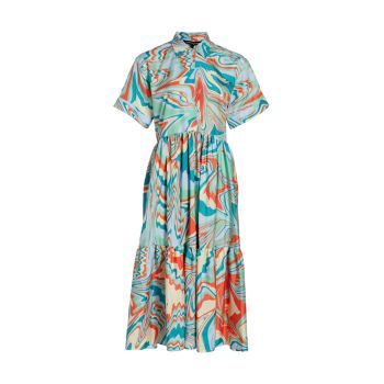 Donni Abstract-Print Taffeta Midi-Dress Kimberly Goldson