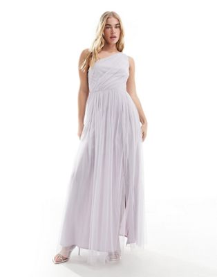 Anaya Bridesmaid tulle one shoulder maxi dress in lilac Anaya