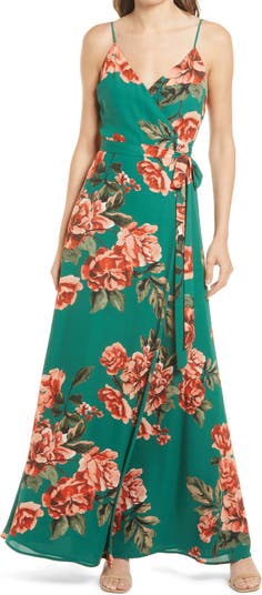 Floral Sleeveless Wrap Maxi Dress LULUS