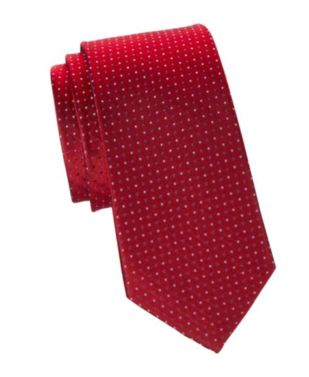 Шелковый галстук в горошек Saks Fifth Avenue