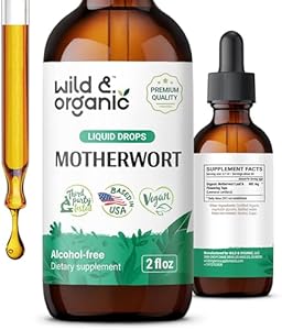 Wild & Organic Motherwort Tincture - Good Mood, Calmness, Women's Support - Motherwort Herb Extract Drops - Vegan, Sugar & Alcohol-Free Supplement - 2 fl oz Wild & Organic