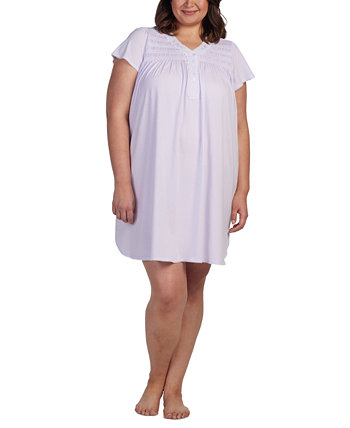 Plus Size Short-Sleeve Embroidered Nightgown Miss Elaine