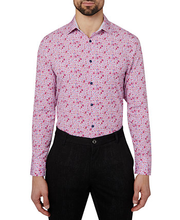 Мужская классическая рубашка Slim-Fit Performance Stretch Cooling Comfort с цветочным принтом, созданная для Macy's CONSTRUCT