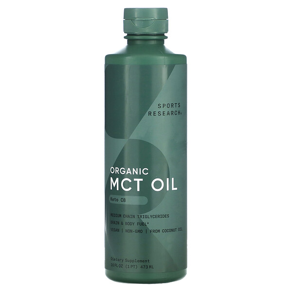 Органическое масло MCT C8, без вкуса, 16 жидких унций (473 мл) Sports Research