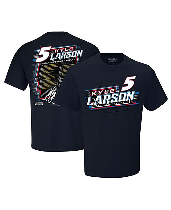 Мужская темно-синяя футболка Kyle Larson Schedule 2024 Hendrick Motorsports Team Collection
