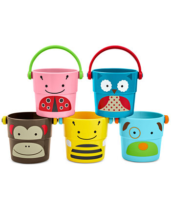 Zoo Stack and Pour Buckets Baby Boys or Baby Girls Bath Toy Skip Hop