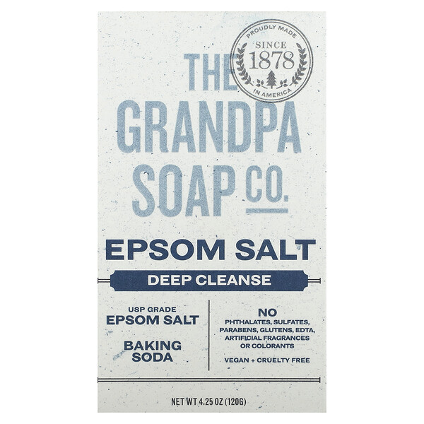 Мыло для лица и тела, глубокое очищение, соль Эпсома, 4,25 унции (120 г) The Grandpa Soap Co