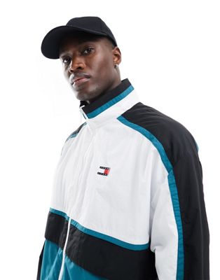 Tommy Jeans retro color block track jacket in white multi Tommy Jeans