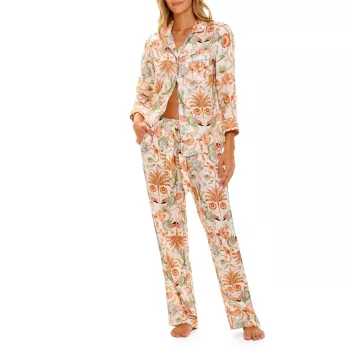 Summer Soirée Emma Peach Jungle Linen Pajama Set The Lazy Poet