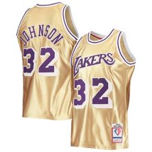 Мужская майка Mitchell & Ness Magic Johnson Gold Los Angeles Lakers 75th Anniversary 1984-85 Hardwood Classics Swingman Jersey Unbranded