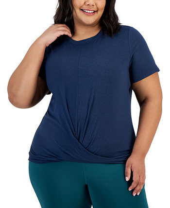 Plus Size Active Solid Twist-Front Top, Created for Macy's ID Ideology