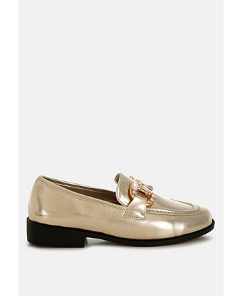 Dendron Diamante Horsebit Metallic Loafers Rag & Co