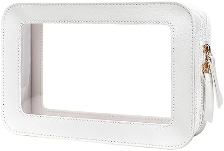 Несессер LETGO Clear Makeup Bags Set - Утвержденный TSA туалетный мешок с ручкой и большим открытием, прозрачные туалетные мешки для путешествий (Мини + Большой Бежевый) LETGO