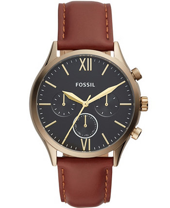 Мужские многофункциональные коричневые кожаные часы Fenmore 44 мм Fossil