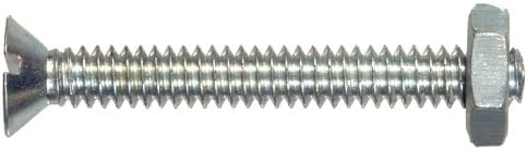 7758 Flat Head Slotted Machine Screw with Nut, 6-32-Inch x 3/4-Inch, 10-Pack, 0.75 inches, No Color The Hillman Group