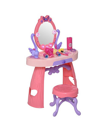 Children's Play Table, Dressing Area, and Fake Beauty Supplies, Pink Qaba