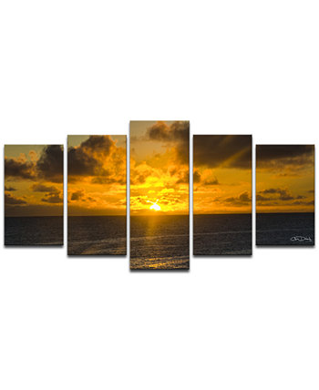 Набор для рисования прибрежных стен из 5 предметов на холсте Niue Sunset, 30 "x 60" Ready2HangArt
