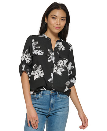Блузка на пуговицах с длинными рукавами Calvin Klein
