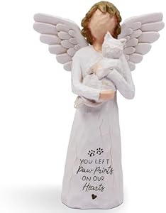 BORLESTA Cat Memorial Gifts, Pet Cat Remembrance Gifts, Loss of Cat Sympathy Gifts for Cat Mom, Passed Away Cat Gifts, Hand-Painted Figurines Angel Cat (Black) BORLESTA