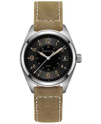 Мужские швейцарские хаки полевые коричневые часы с кожаным ремешком 40мм H68551833 Hamilton