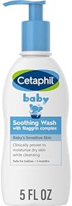 Cetaphil Baby Body Wash, Soothing Wash, Creamy & Gentle for Sensitive Dry Skin, Made with Colloidal Oatmeal and Niacinamide, Fragrance Free, Hypoallergenic, 5oz Cetaphil