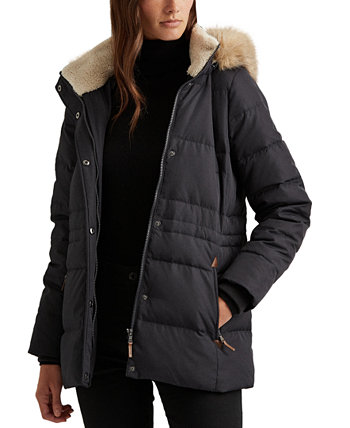 Женское пуховое пальто с капюшоном и отделкой из искусственного меха, созданное для Macy's Ralph Lauren