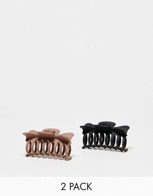 DesignB London pack of 2 hair claws in black and blush  DesignB London