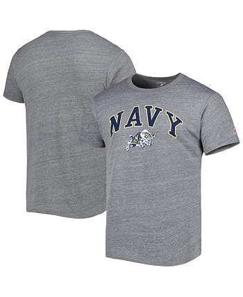 Мужская футболка Heather Grey Navy Midshipmen 1965 Arch Victory Falls Tri-Blend League Collegiate Wear
