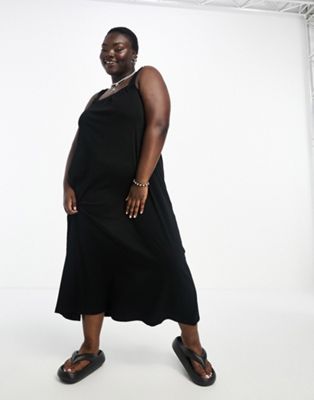 Черное миди-платье с оборками на бретелях от Only Curve для женщин ONLY