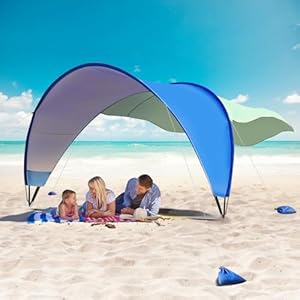 TOBTOS UPF 50+ Pop Up Beach Tent, Easy Set Up Beach Umbrella, Sun Shelter for 2-3 People UV Protection Portable Sunshade, Baby Canopy Cabana, Lightweight with Carry Bag TOBTOS