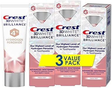 Crest 3D White Brilliance Hydrogen Peroxide Toothpaste with Fluoride, 3 oz (Pack of 8, 24 Count Total) Crest