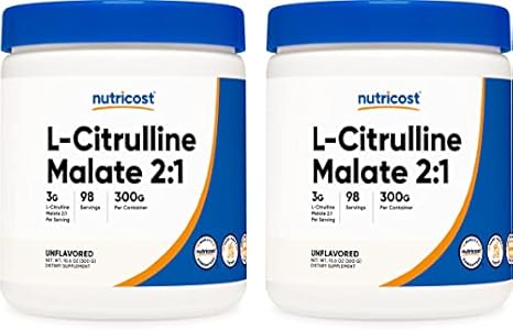 Nutricost L-Citrulline Malate 300G (2 Pack) - Pure L-Citrulline Powder, 3000mg Per Serving - L-Citrulline Malate Nutricost