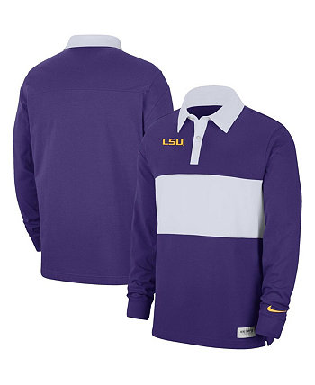 Men's Purple Lsu Tigers Striped Long Sleeve Polo Shirt Nike
