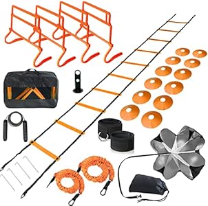 Adjustable Speed Training Hurdles Fitness & Speed Training Equipment with Agility Ladder - Plyometric Fitness & Speed Training – Hurdle/Obstacles for Soccer, Football, Track & Field Kvittra