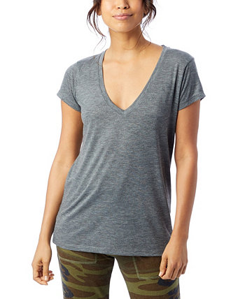 Женская футболка с V-образным вырезом из обтягивающего трикотажа Macy's