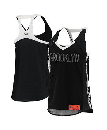 Women's Black Brooklyn Nets Dual Team Tank Top Qore