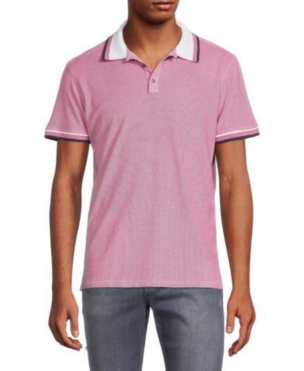 Pique Textured Tipped Polo Stone Rose