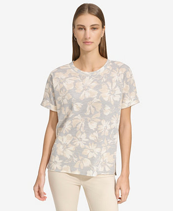 Женская футболка вафельной вязки с высоким и низким вырезом Marc New York