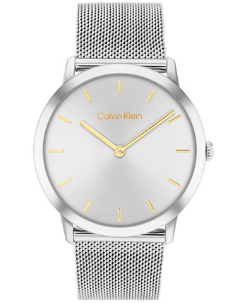 Женские исключительные серебристые часы с сетчатым браслетом из нержавеющей стали, 37 мм Calvin Klein
