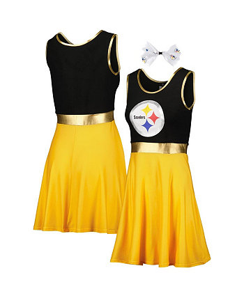 Women's Black, Gold Pittsburgh Steelers Game Day Costume Dress Set Jerry Leigh