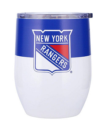 Изогнутый стакан из нержавеющей стали New York Rangers 16 унций с цветными блоками Logo Brand
